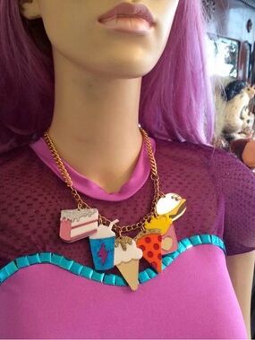 Junk food charm necklace by I’m Your Present 🍕🍦🍔🍟⚡🎂